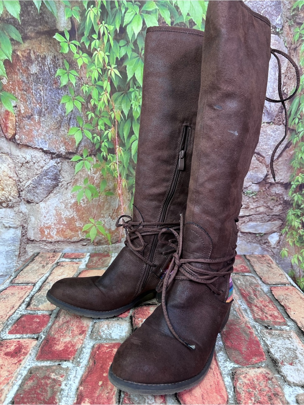 VERY VOLATILE Rainbow Inset Lace Up Festival Boots, 10 - Picture 4 of 15